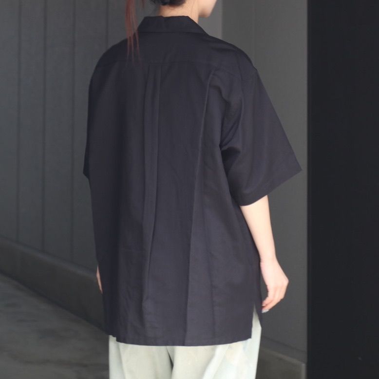 【残りわずか】Silk Cupro Twill Open Collar S/S Shirt