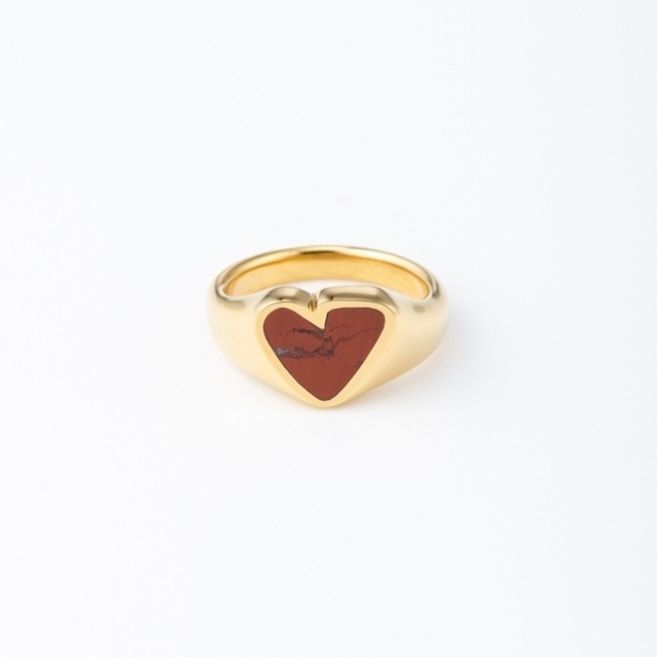 【お取り寄せ注文可能】Heart Stone Ring(RED×GOLD)