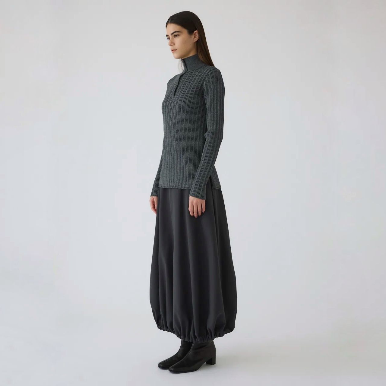 【残り一点】Open Collar Rib Knit Tops
