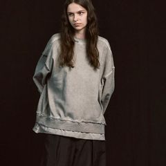 【残り一点】Heavy-Weight Sweat Embroidery Damage Over-Dye Crew Neck Pullover