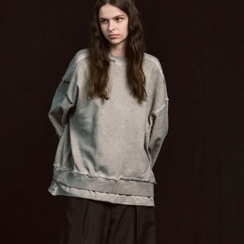 【残り一点】Heavy-Weight Sweat Embroidery Damage Over-Dye Crew Neck Pullover