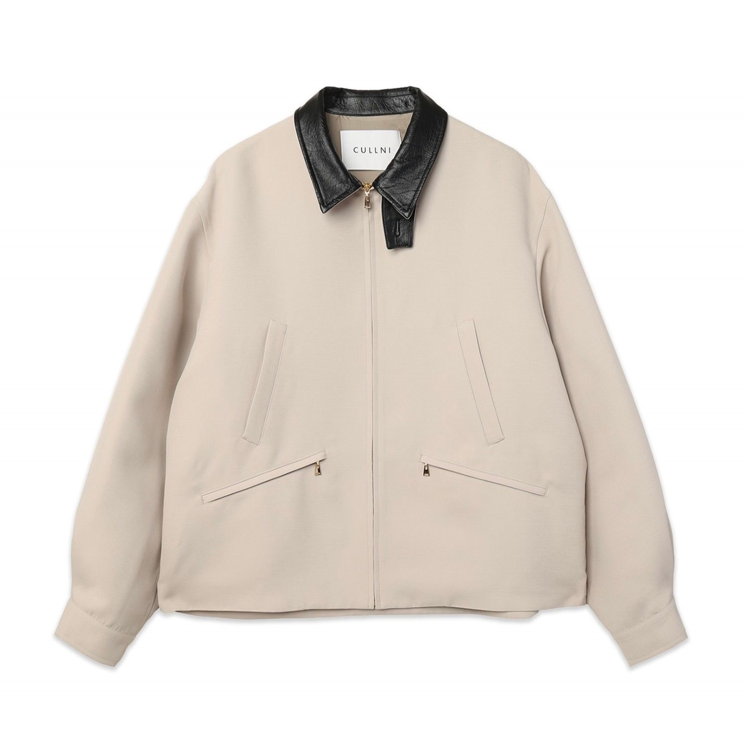 【残り一点】Structuerd Twill Double Cloth Leather Collar Blouson