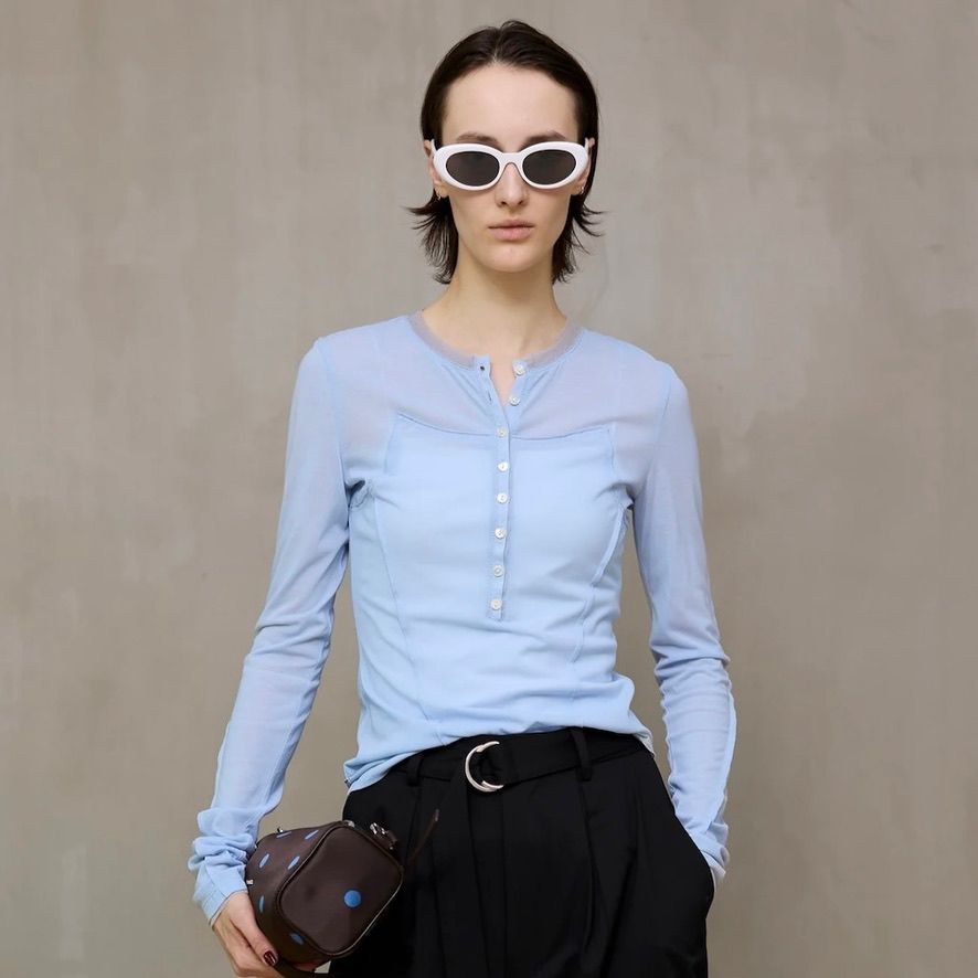 【残り一点】ヘンリーネックシアートップ