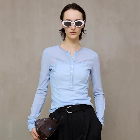 【残り一点】ヘンリーネックシアートップ