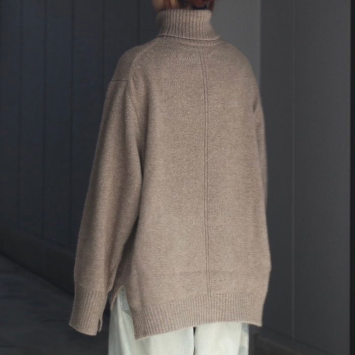【残り一点】Cashmere/Sable Tweed Knit Turtle Neck LS