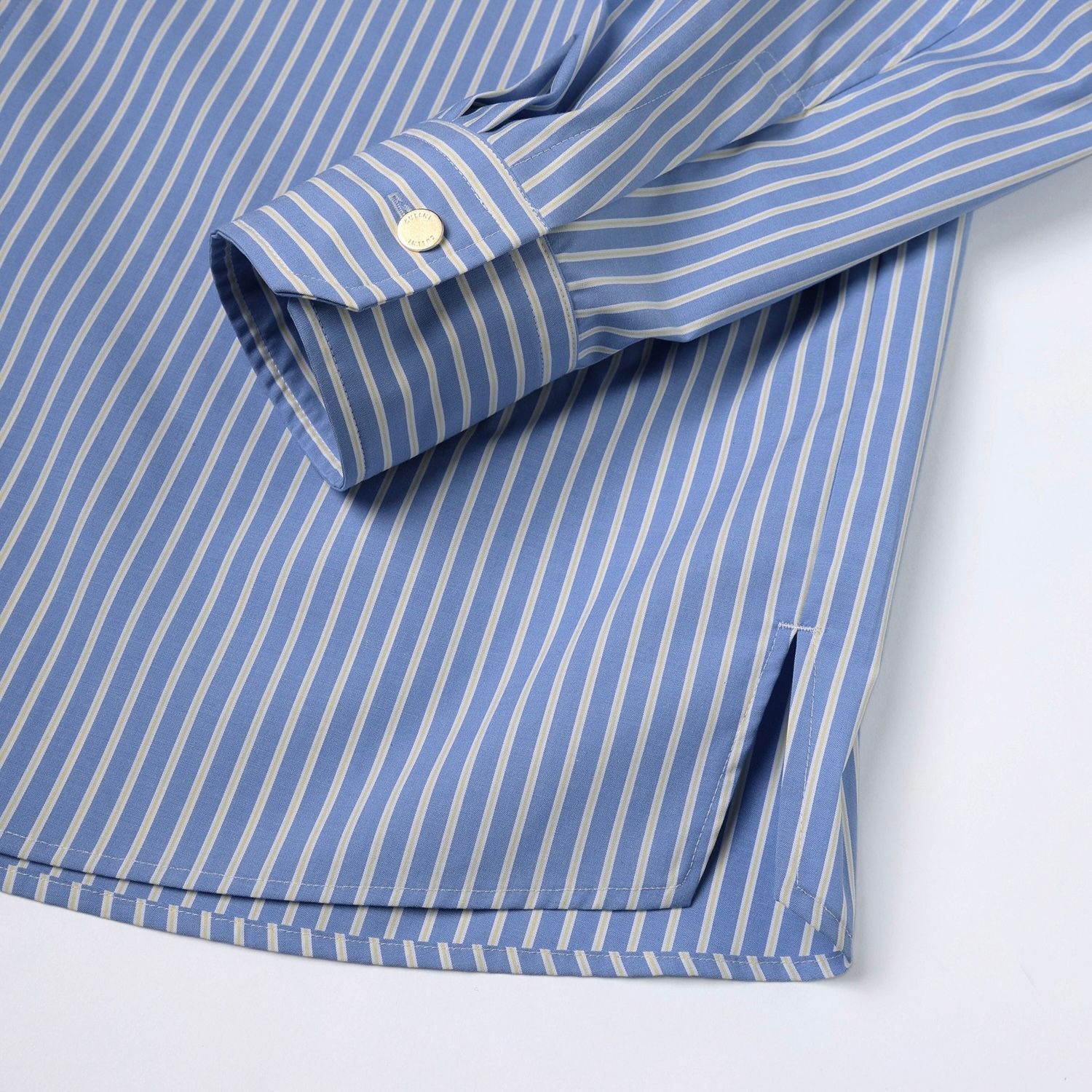 【残り一点】High Count Broad Embroidery Patch Stripe Shirt