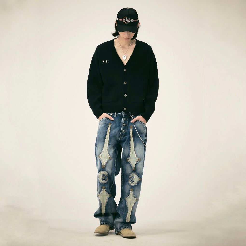 【残り一点】TC Bone Leather Denim Pants