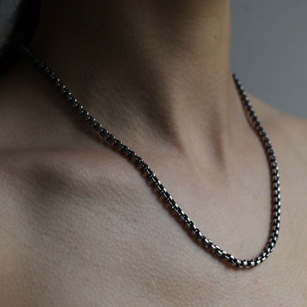 【お取り寄せ注文可能】Square Block Chain Long Necklace(SILVER)