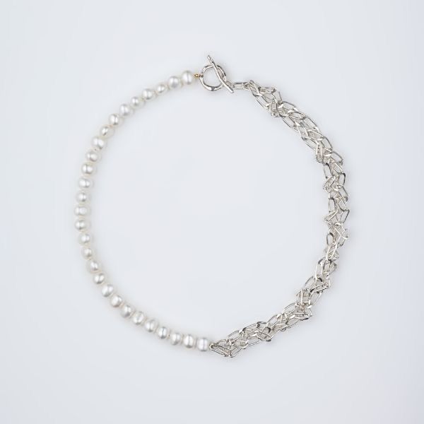 【お取り寄せ注文可能】Braid Chain Pearl Half Necklace