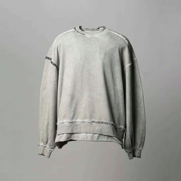 【残り一点】Heavy-Weight Sweat Embroidery Damage Over-Dye Crew Neck Pullover