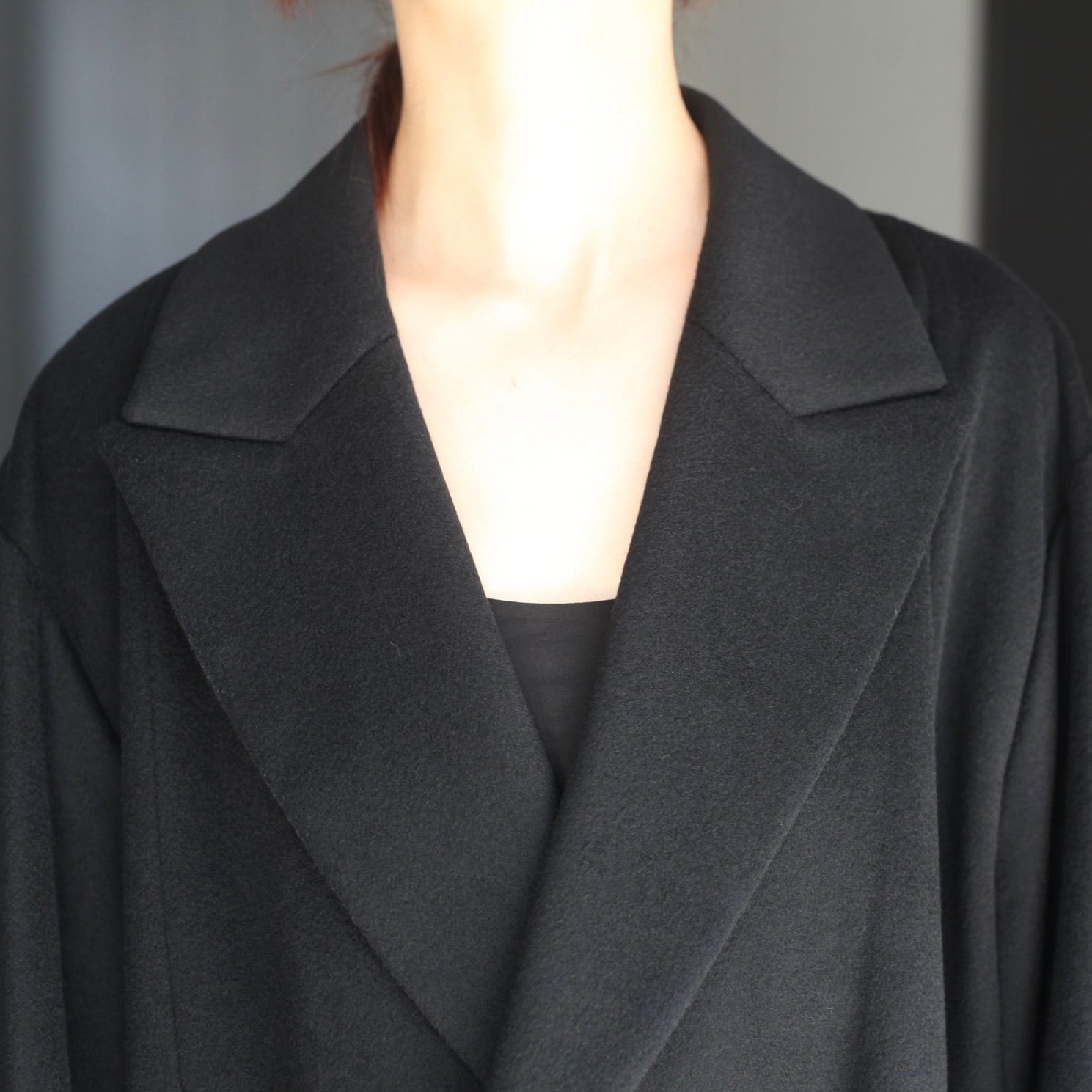 【残り一点】Oversized Maxi Length Peak Lapel Coat(WOOL/CASHMERE)