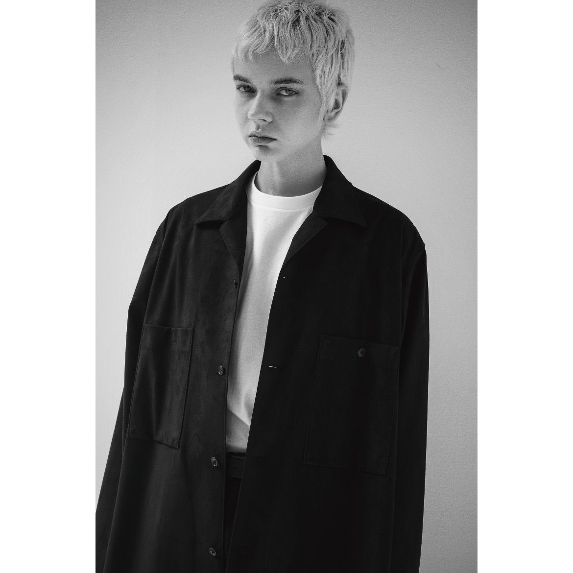 【残り一点】Synthetic Suede Open Collar Shirt