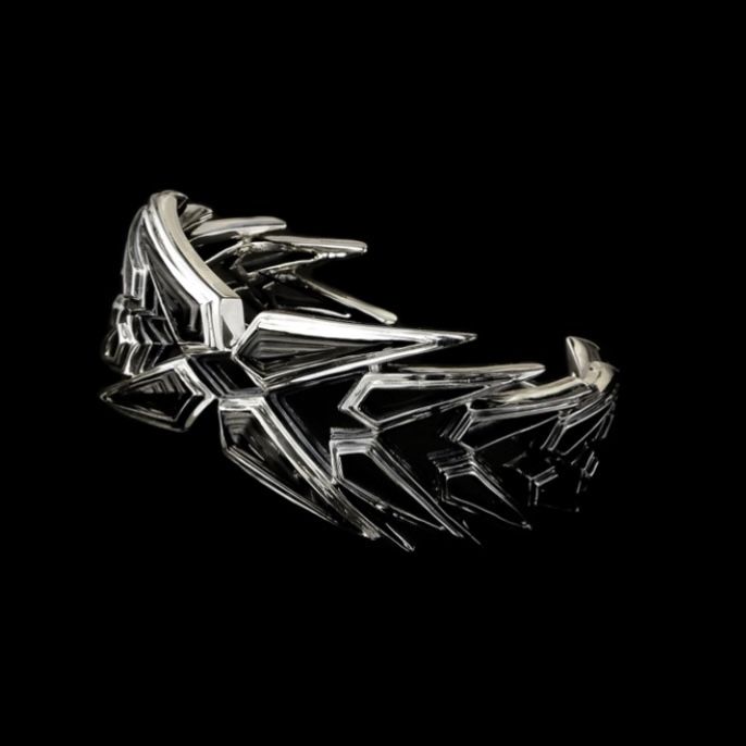 【お取り寄せ注文可能】Ice Blaze Wreath Smoky Quartz Bangle(SILVER×SMOKY QUARTZ)