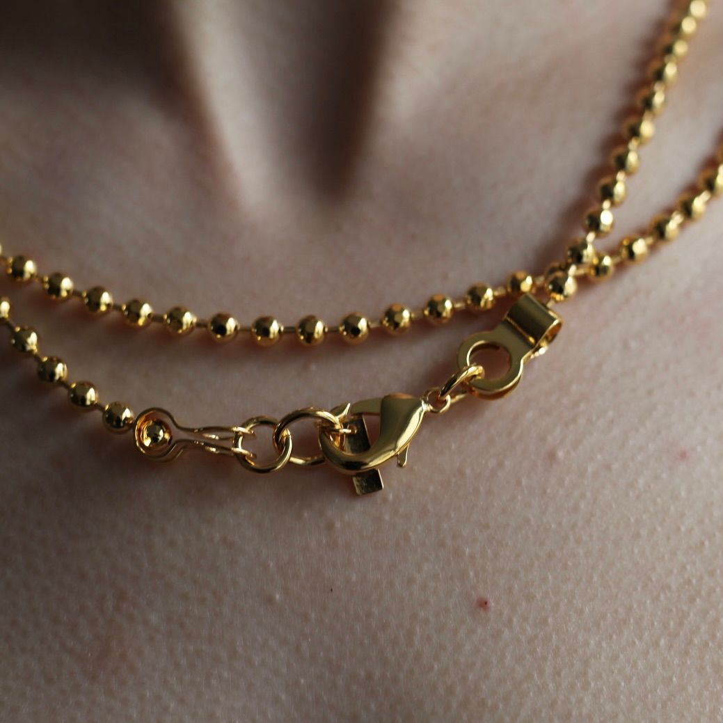 【残りわずか】Cutting Ball Long Necklace & Bracelet(GOLD)
