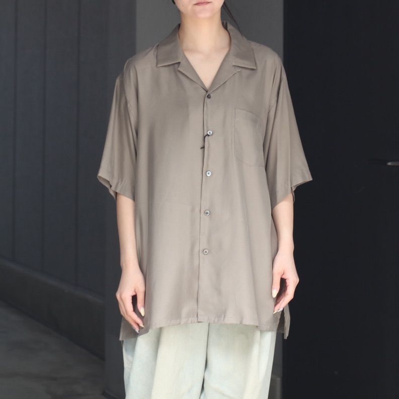 【残りわずか】Cupro Twill Oversized Open Collar S/S Shirt