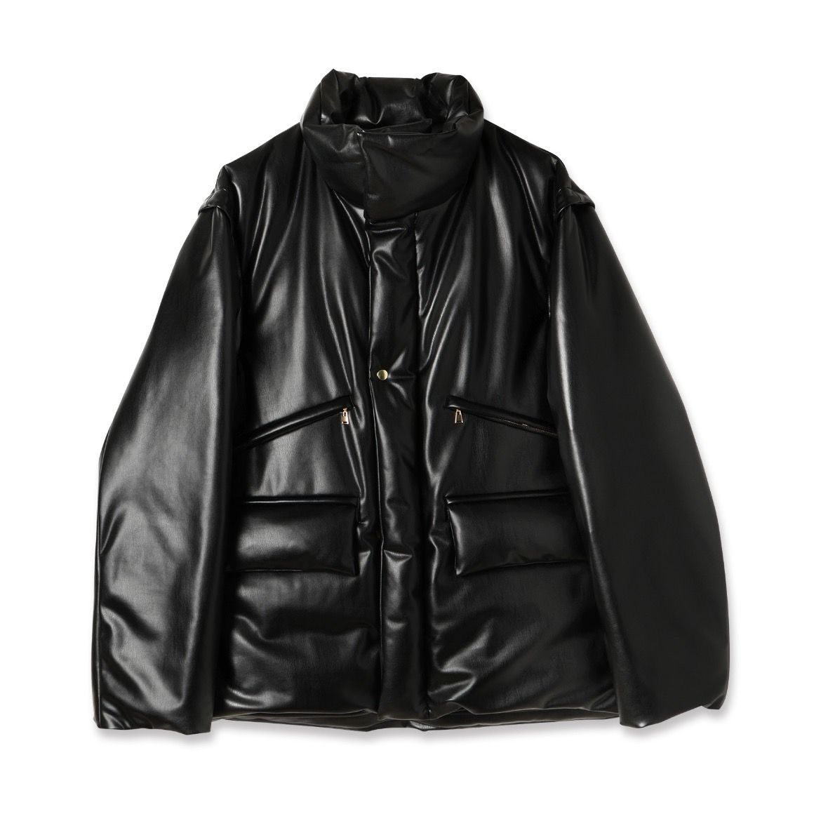【残り一点】Faux Leather Removable Sleeve Down Jacket