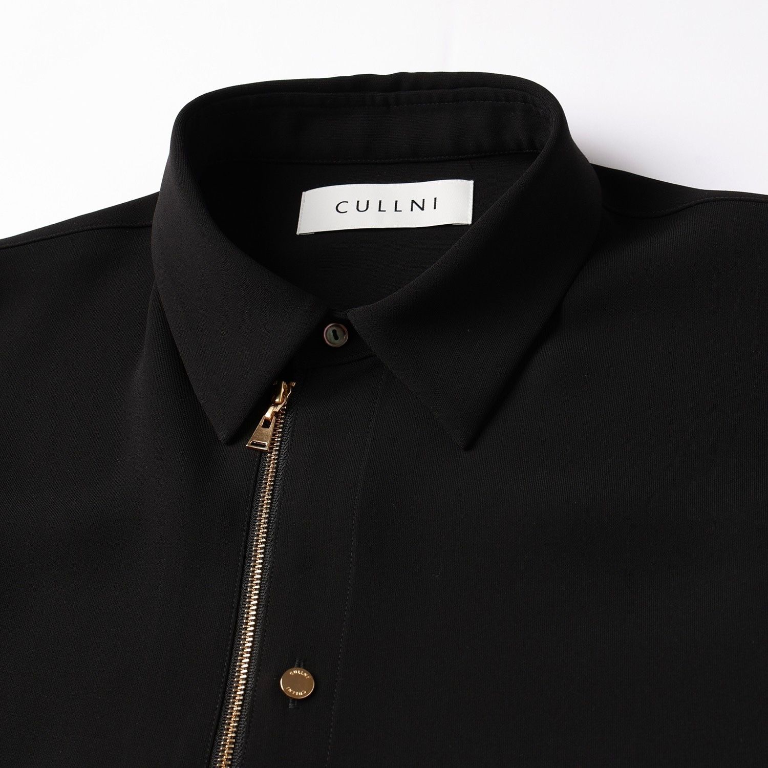 新品未使用 クルニ CULLNI シャツ ブラック ユニセックス CULLNI [クルニ]Double Satin Bi Color Zip Shirt 24AW