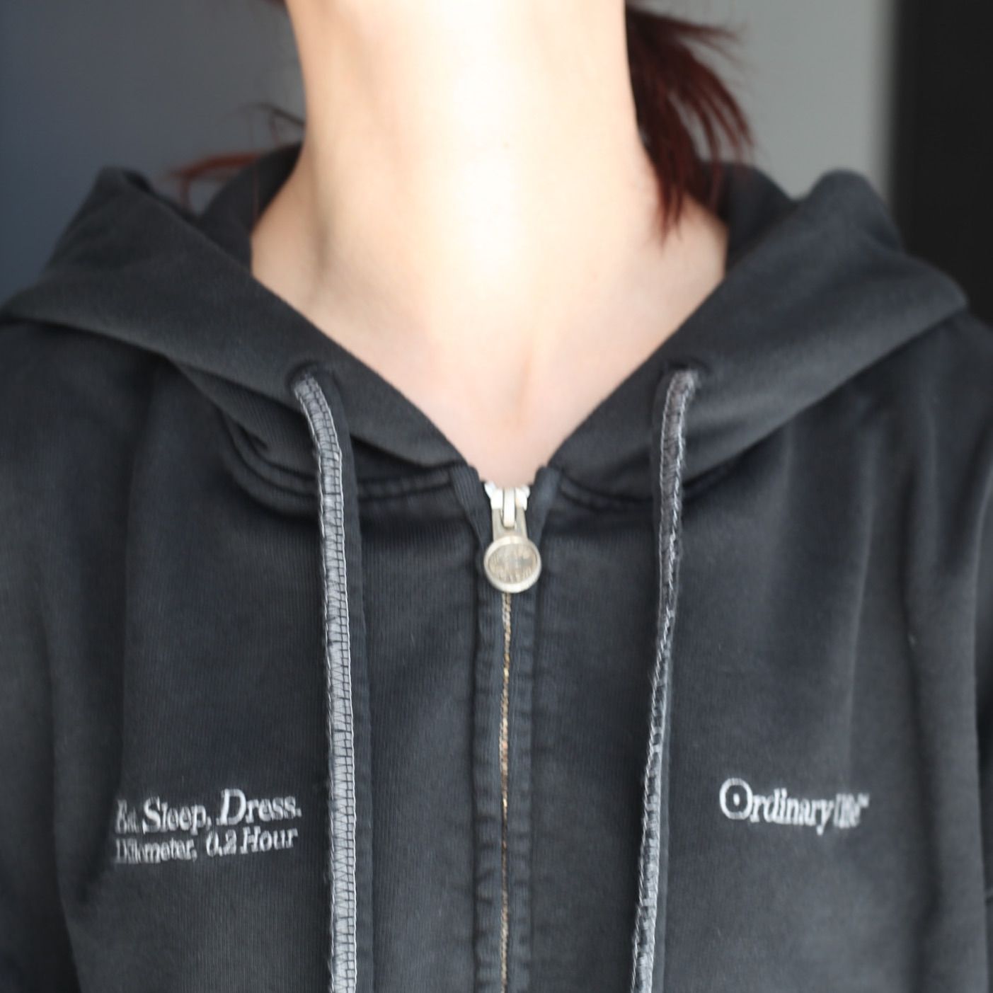 【残り一点】Washed Ordinary Old Style Zip Hoodie With No Effect