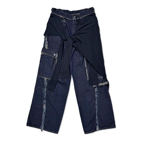 【残り一点】Slash Seam Twist Cargo Jeans with Wrapped(COALMINE RIGID)