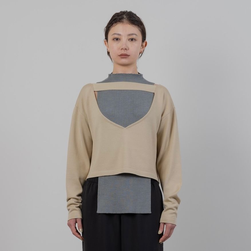 TAN - 【残り一点】Combination Knitted Tops | ACRMTSM ONLINE STORE