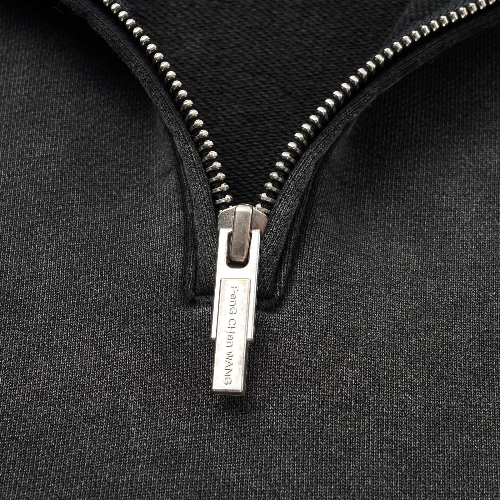 【残り一点】Washed Stand Collar Top with Denim Trim