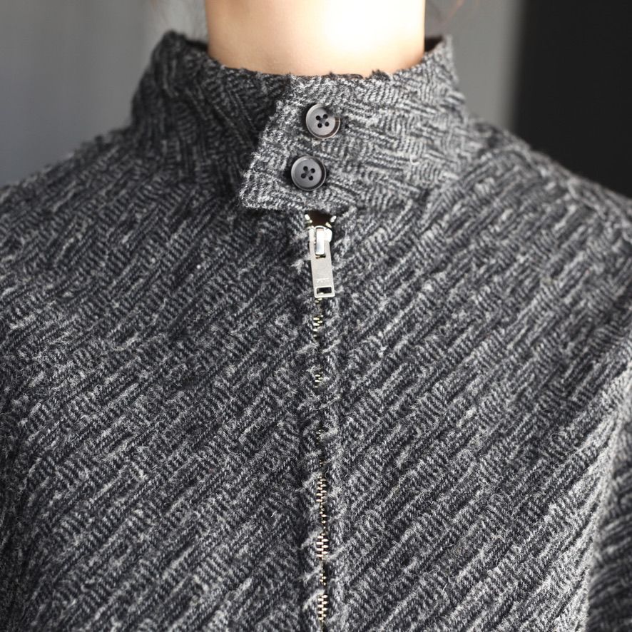 【残り一点】Herringbone Bonding Tweed Harrington Jacket