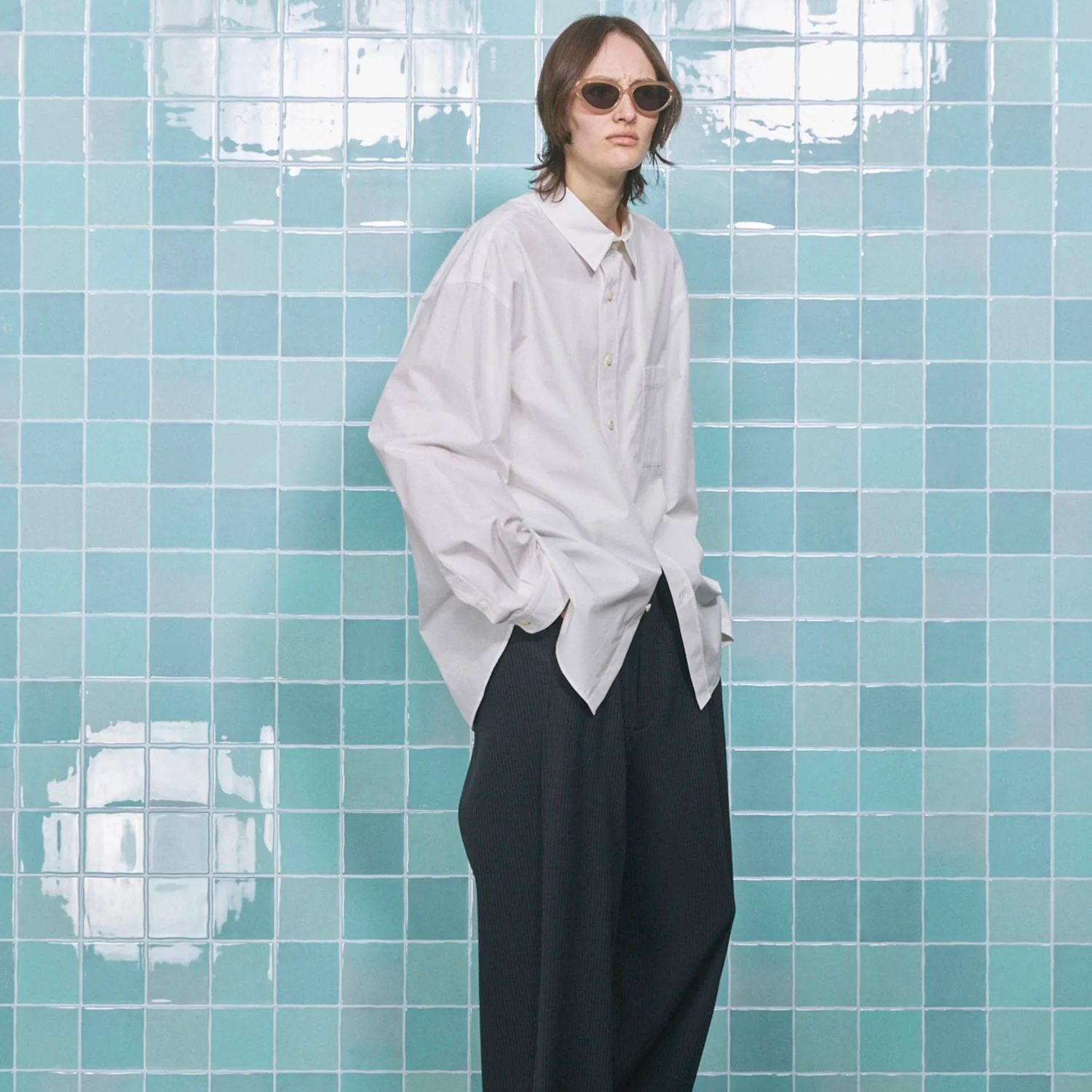 【残り一点】120 / 2 Suvin Cotton Typewriter Prime-Over Shirt
