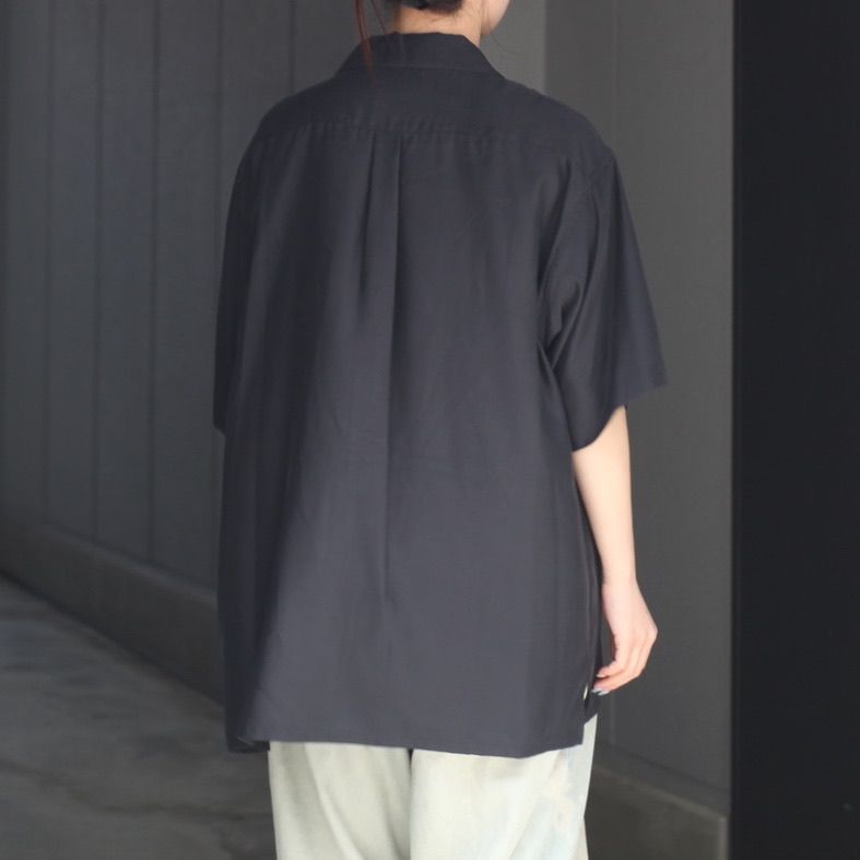 【残りわずか】Cupro Twill Oversized Open Collar S/S Shirt