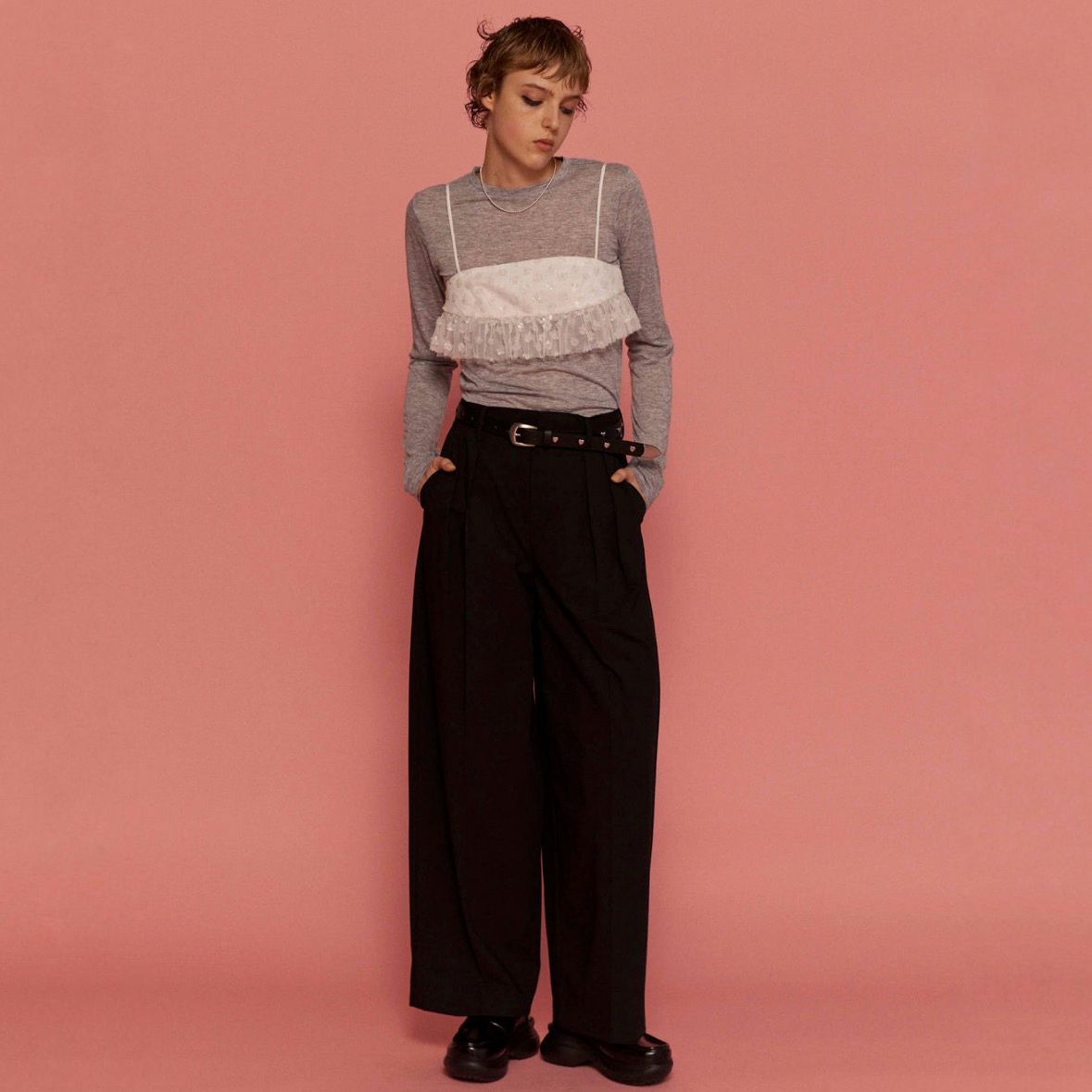 【残り一点】Two Tuck Curve Wide Tapered Pants