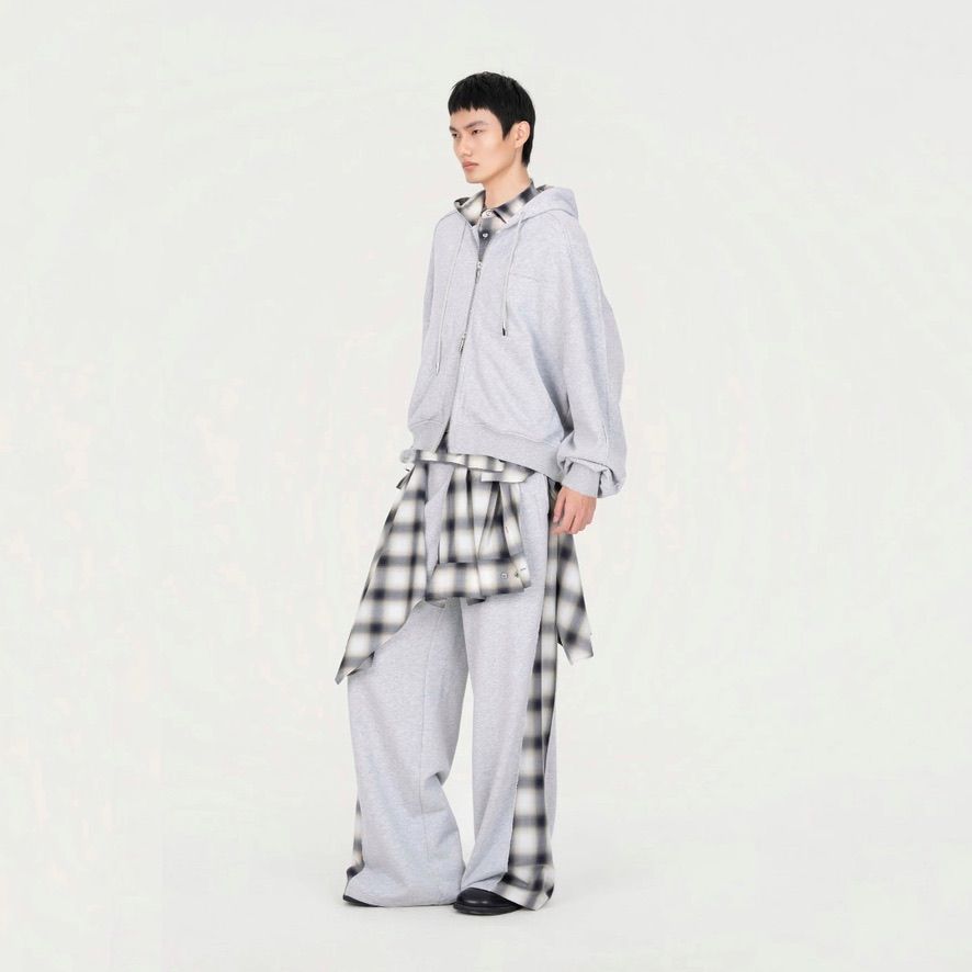 【残り一点】2in1 Zip Hoodie with Check Shirt