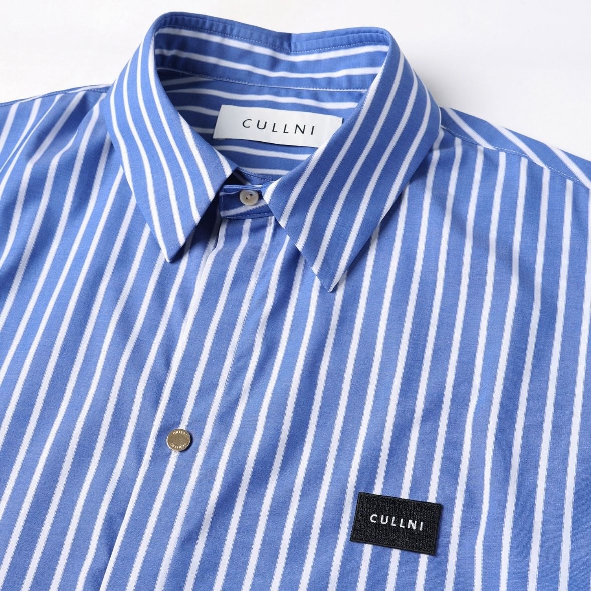 【残り一点】High Count Broad Embroidery Patch Short Sleeve Stripe Shirt