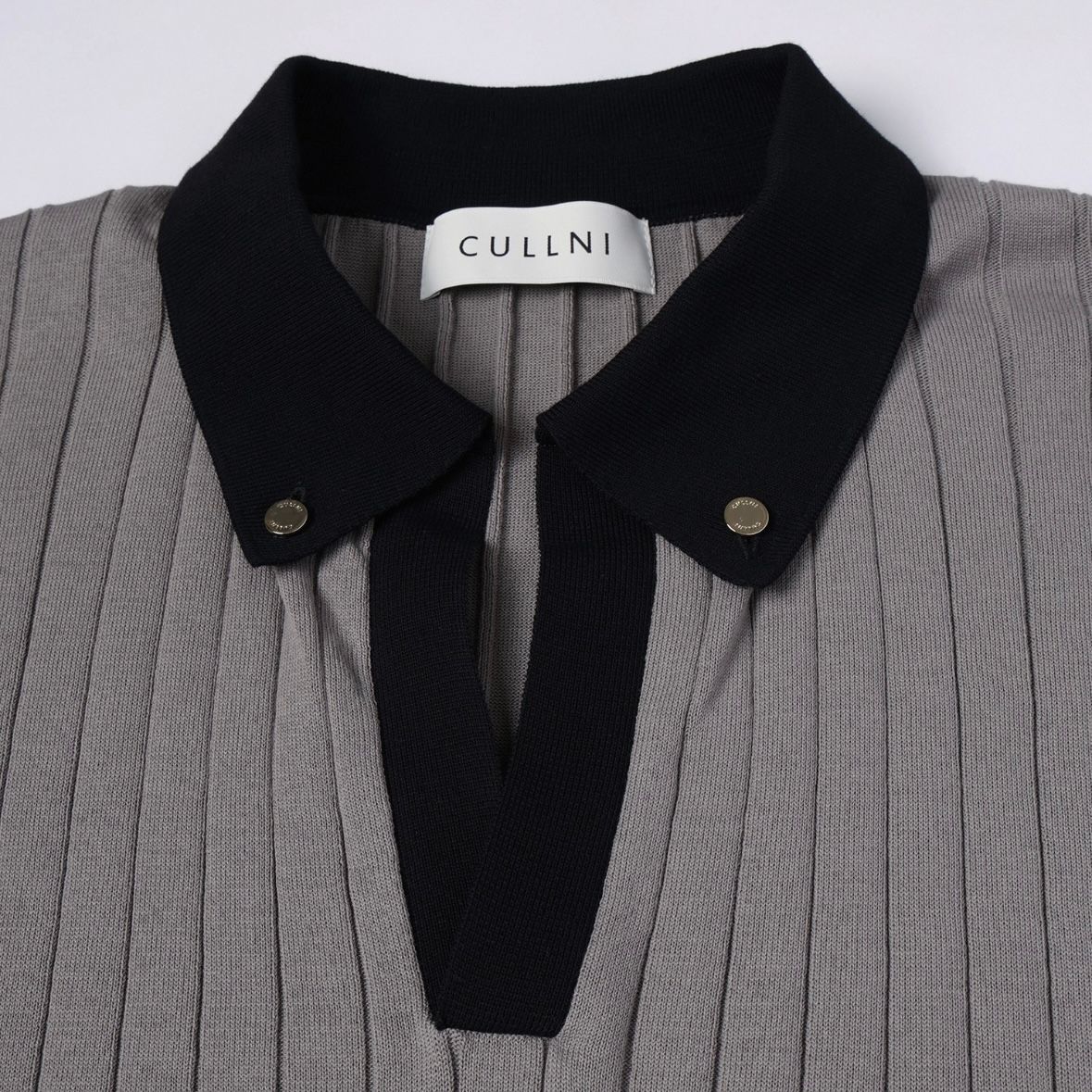 【残り一点】Wide Rib Skipper Collar Short Sleeve Knit