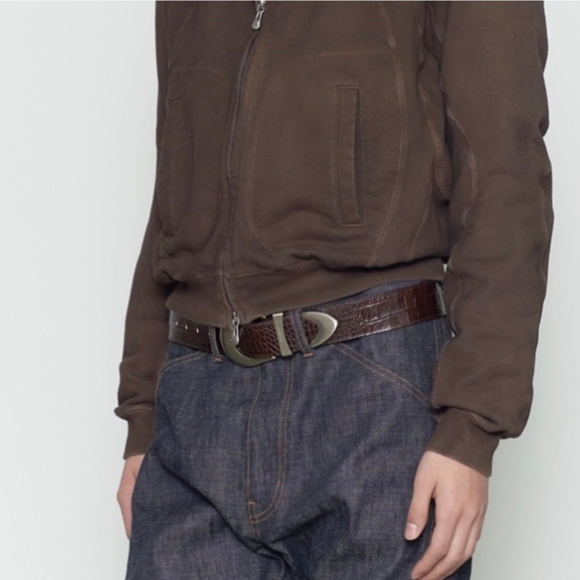 【残り一点】Crocodile Embossed Leather Belt