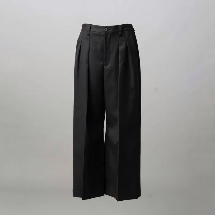 【残り一点】48/2 4Colors Chambray Wool 2tuck Wide Pants