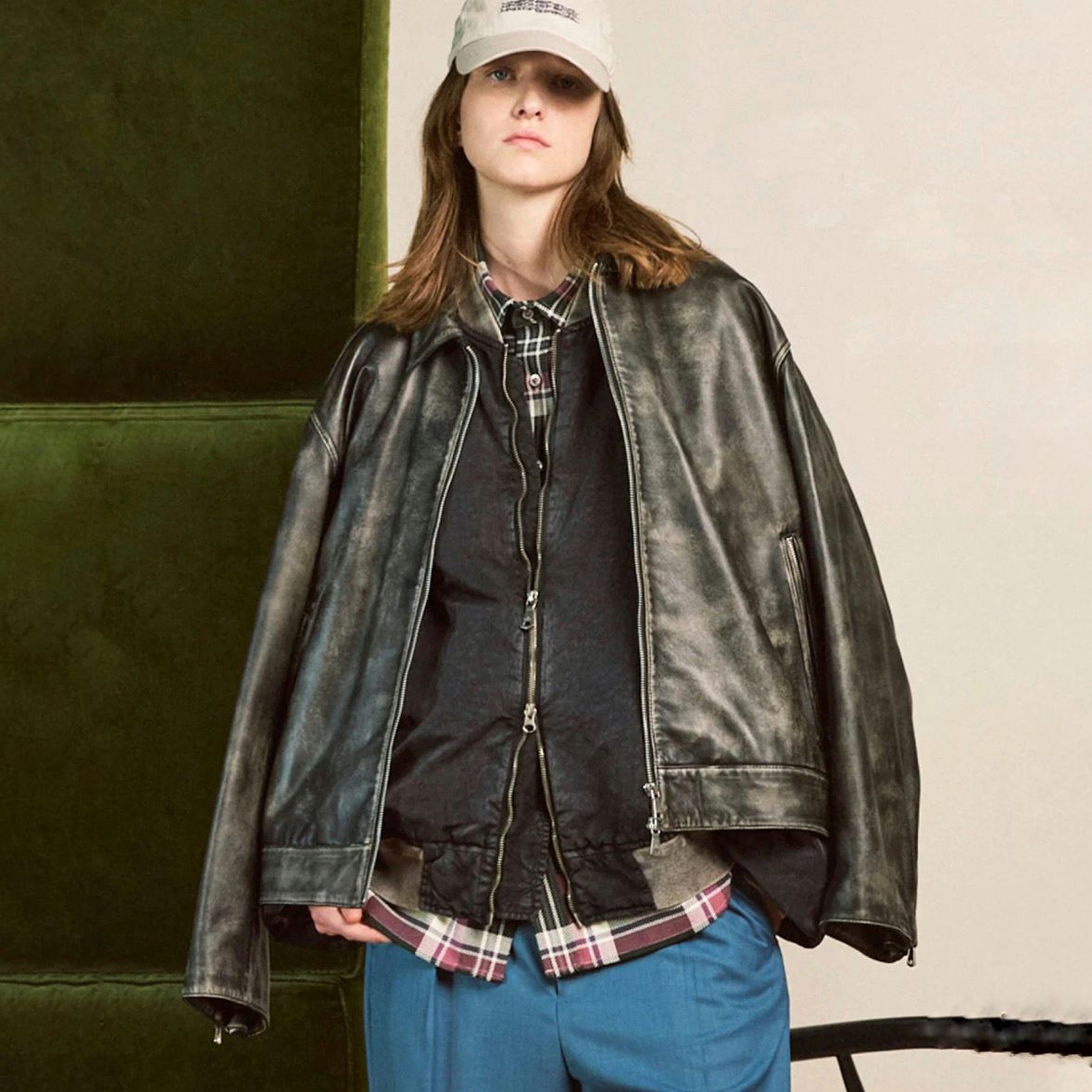 【残り一点】Sheep Leather Single Riders Collared Jacket