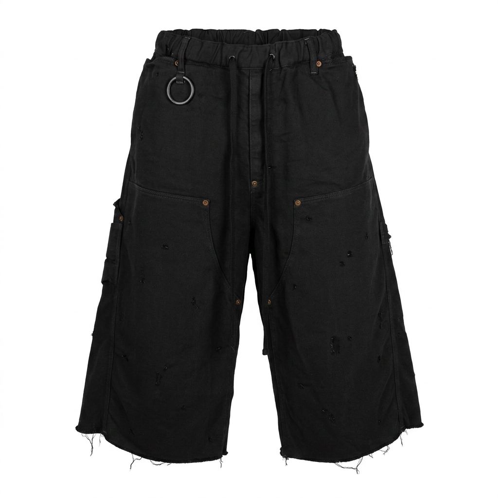 【残りわずか】Cut Off Carpenter Short With Damaged(INLAY DENIM)