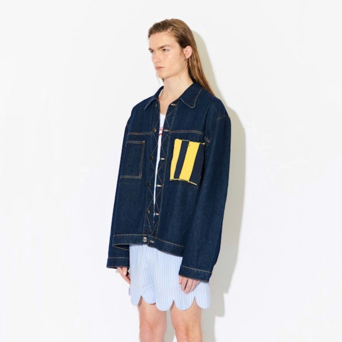 【残り一点】Cargo Denim Jacket with Knit Patch