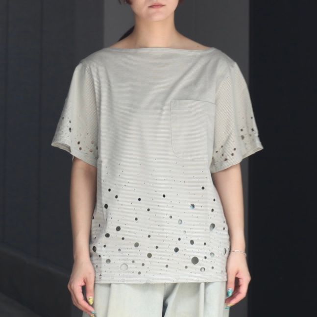 【残り一点】Destroyed Boat Neck Stripe Tee