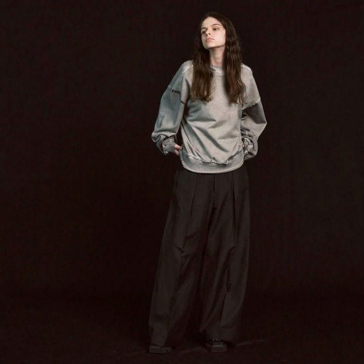 【残り一点】Heavy-Weight Sweat Embroidery Damage Over-Dye Crew Neck Pullover