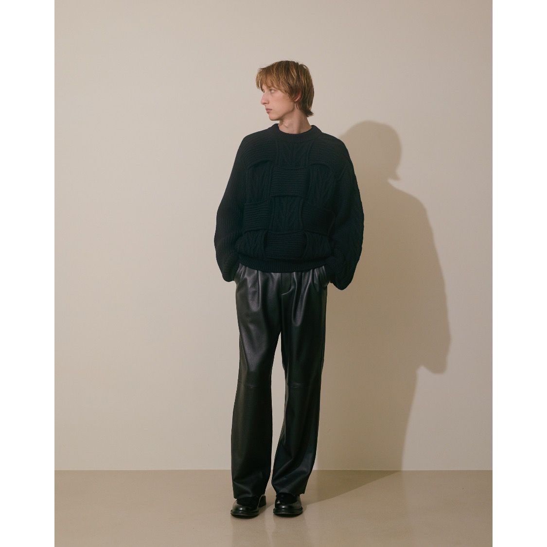 特上美品 YOKE 21AW BELTED LEATHER 2TUCK TROUSERS - 通販 - www