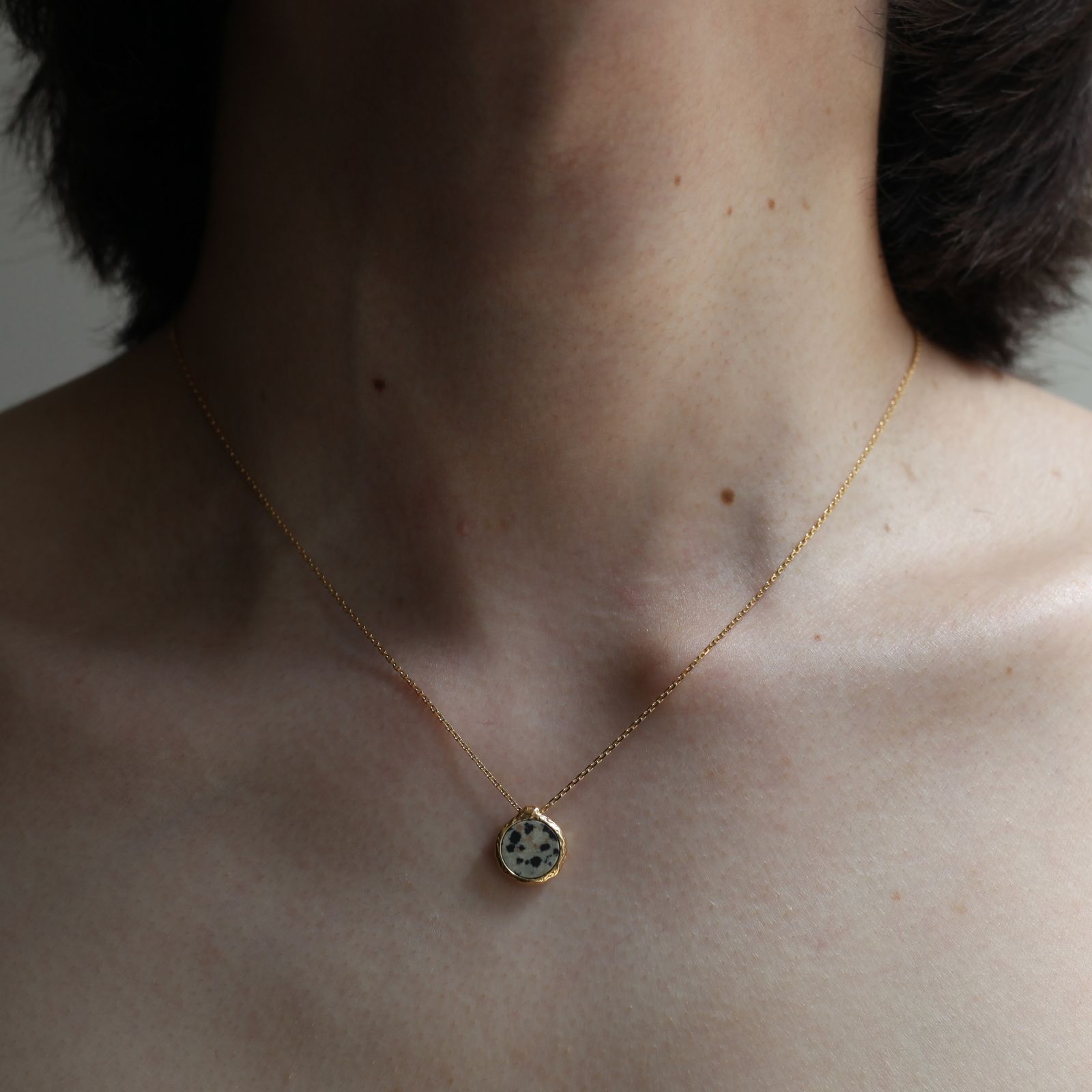 【お取り寄せ注文可能】Dalmatian Stone Circle Necklace