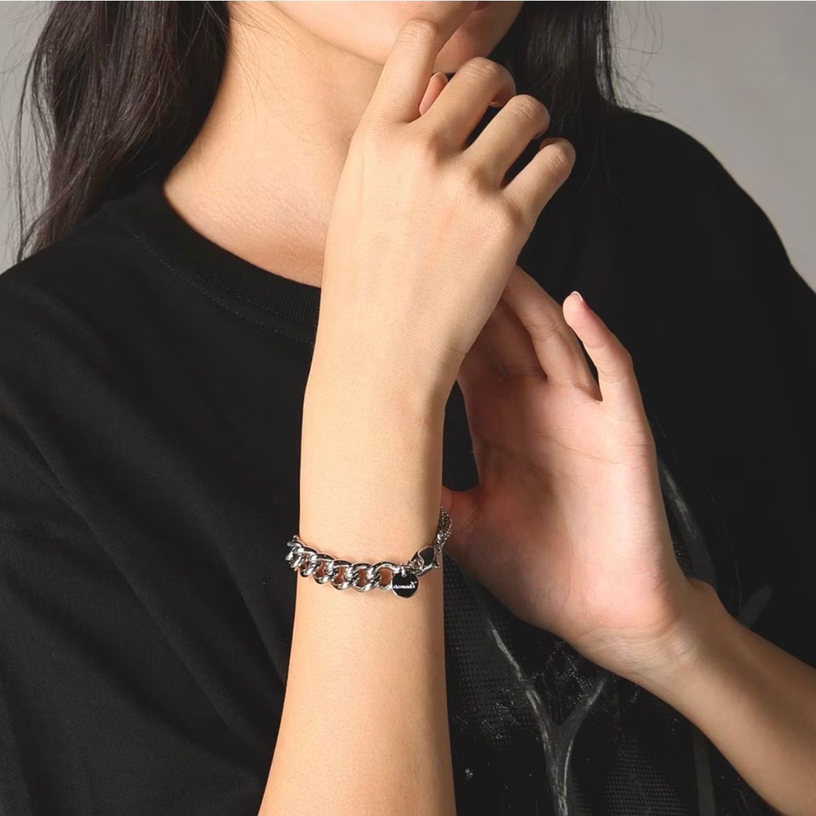 【残り一点】二重チェーンブレスレット(SILVER)