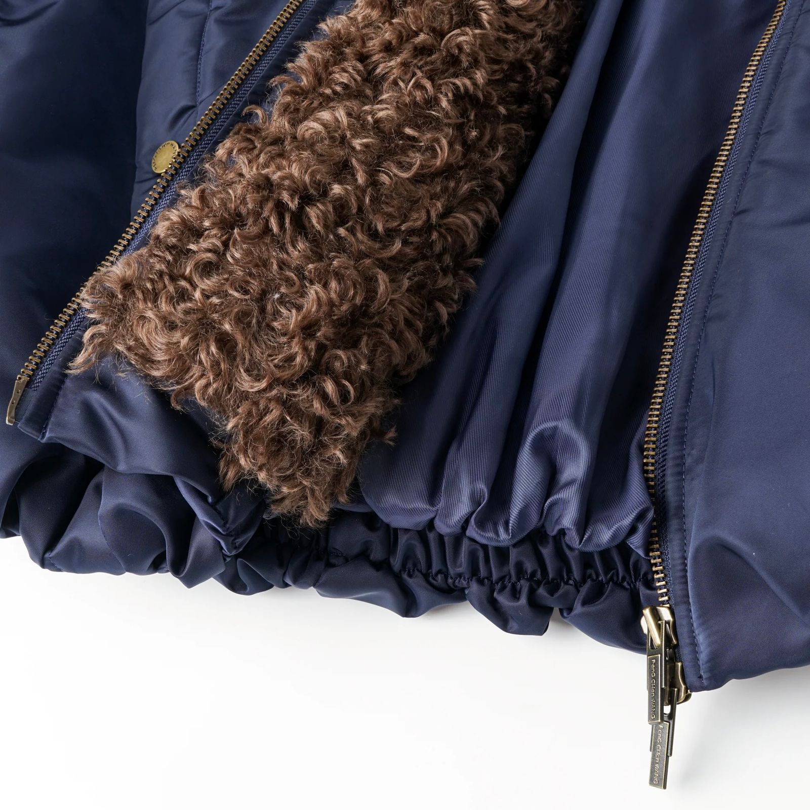 【残り一点】Navy Nylon Jacket with Faux Fur Collar