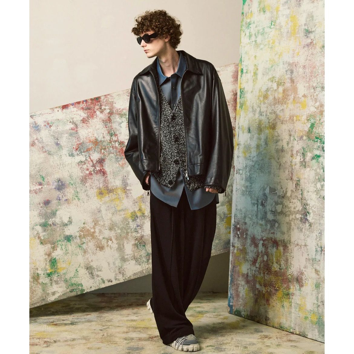 【残り一点】Mix Color Fancy Yarn Prime-Over Knit Cardigan