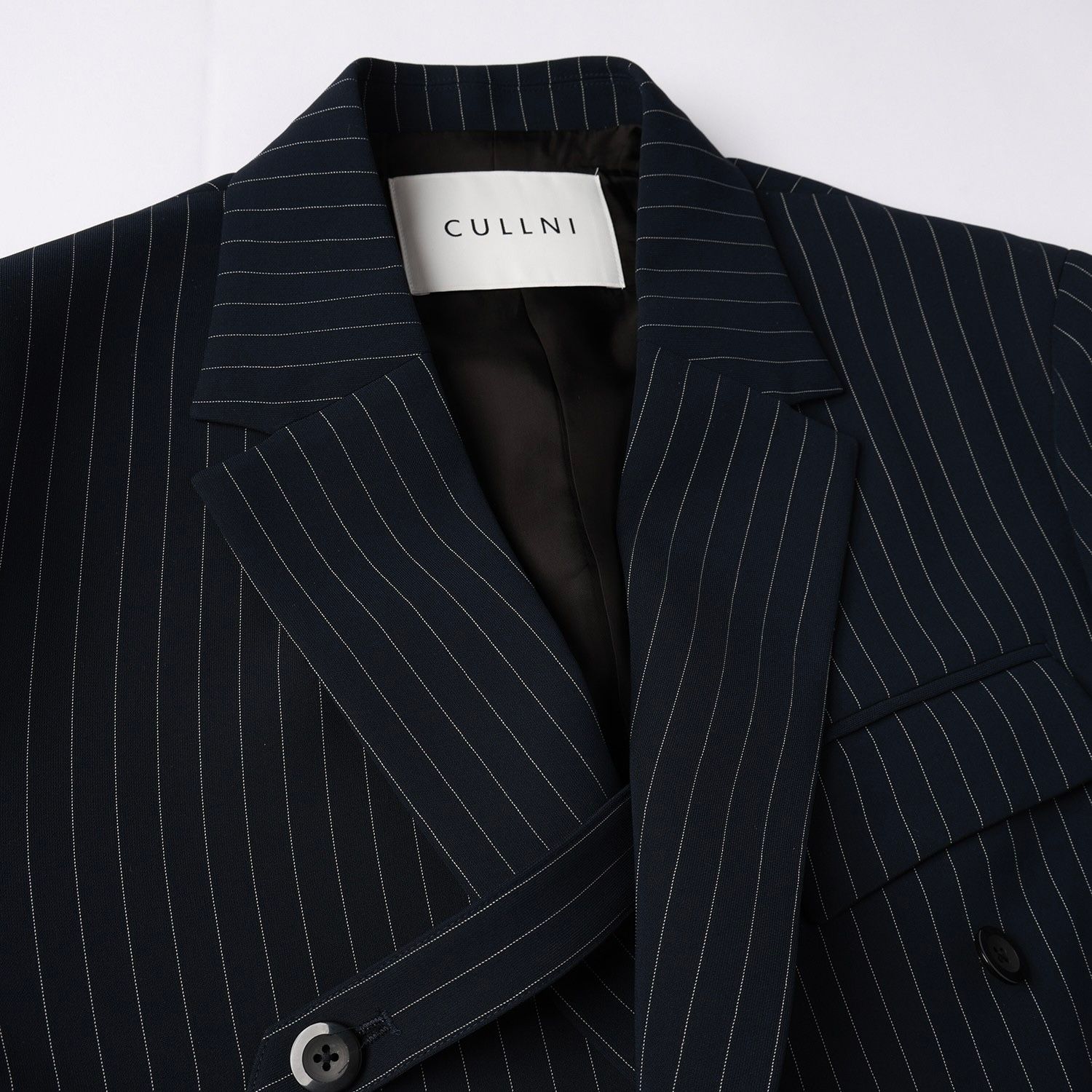 CULLNI - 【残り一点】Stripe Double Cloth Slant Belt Tailored