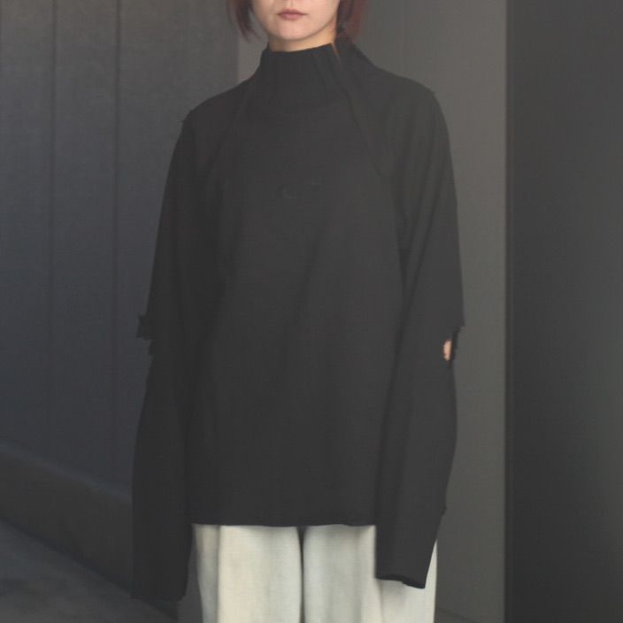 【残り一点】High Neck Cotton Logo Knit with Damaged(HIGH GAUGE RIB KNIT)