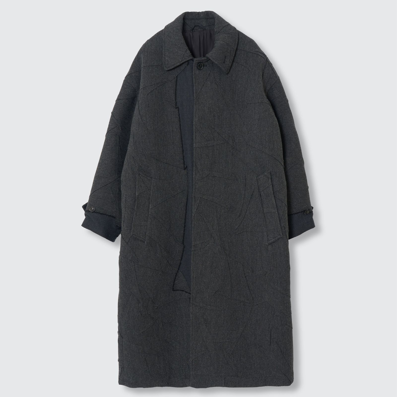 【残り一点】Needlepunched Wool Tweed Balmacaan Coat