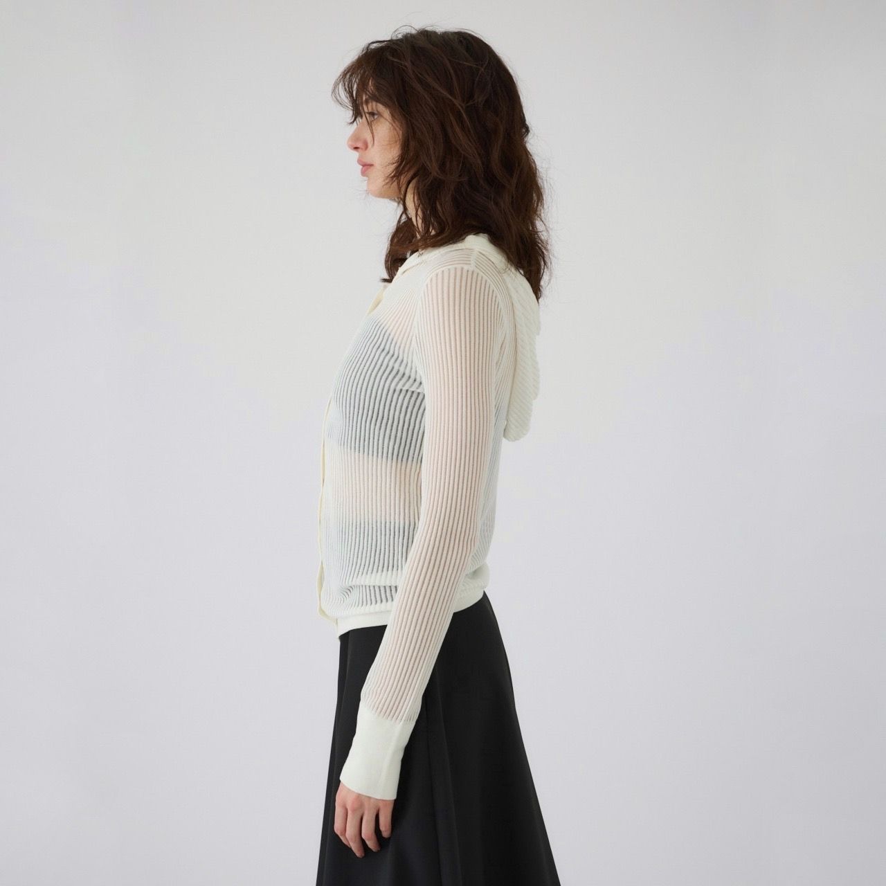 【残り一点】Sheer Ribbed Hoodie