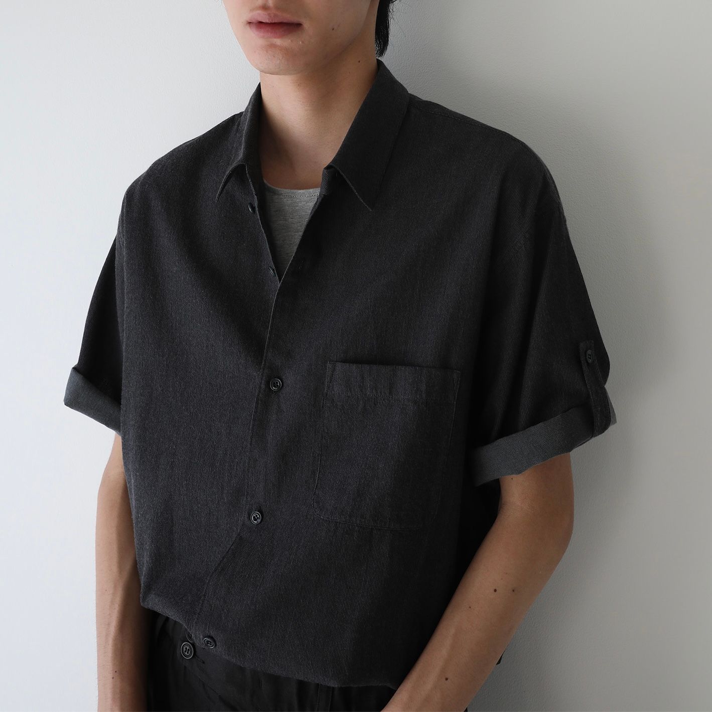 【残り一点】Pique Chambray Roll-Up Shirt