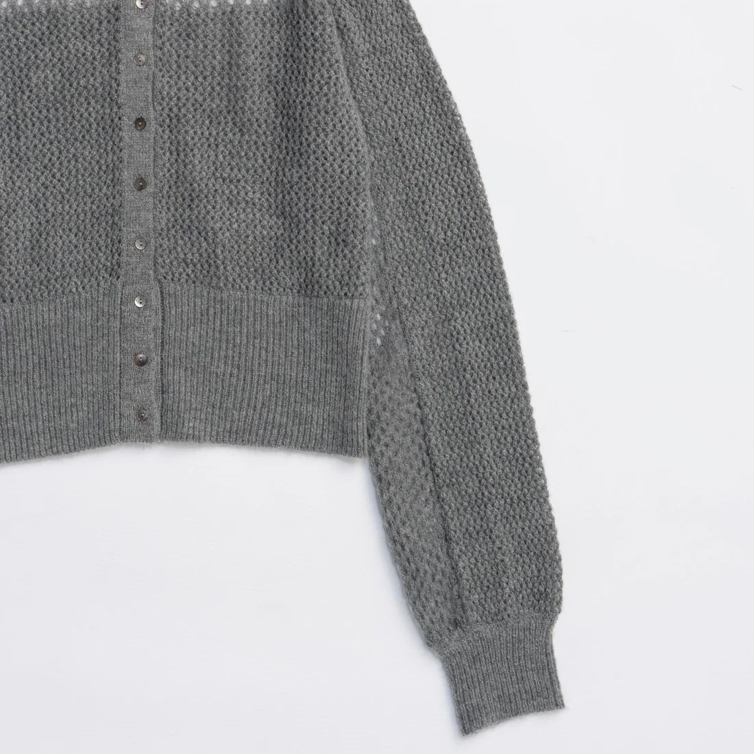 【残り一点】Tulle Shirt Layered Polo Knit Cardigan